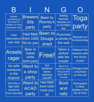 Bayport Blackout Bingo Card