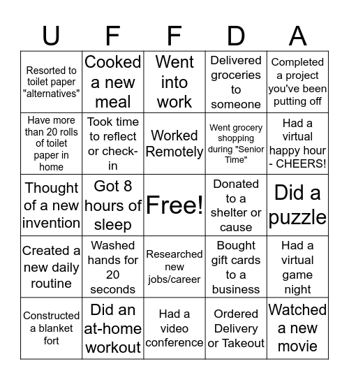 Norwegian Quarantine Bingo Card