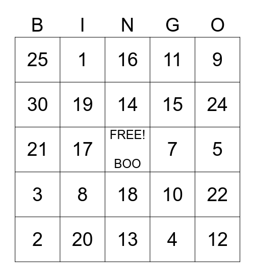 HALLOWEEN BINGO Card