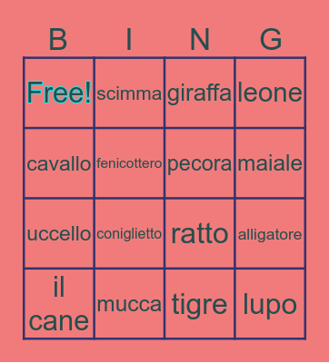 animal bingo :) Bingo Card
