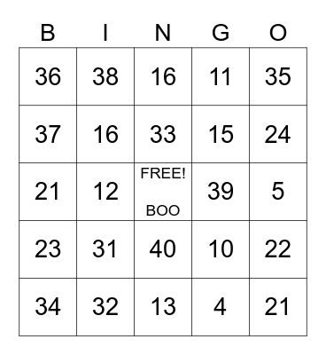 HALLOWEEN BINGO Card