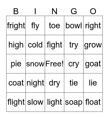long i, long o Bingo Card