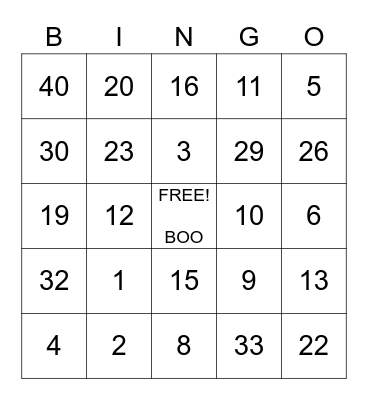 HALLOWEEN BINGO Card