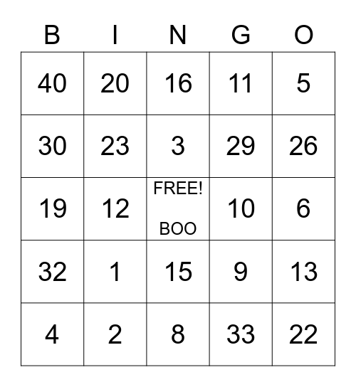 HALLOWEEN BINGO Card