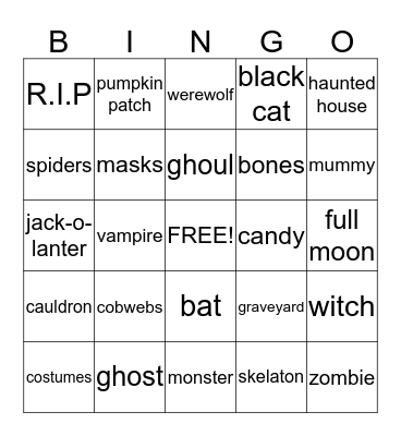 Halloween Bingo Card