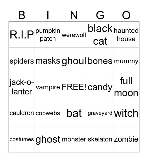 Halloween Bingo Card