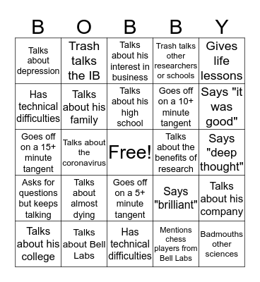 Dr Hob Bingo Card