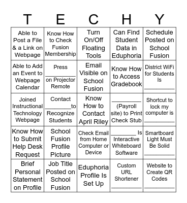 Getting Techy in Aledo ISD Bingo Card