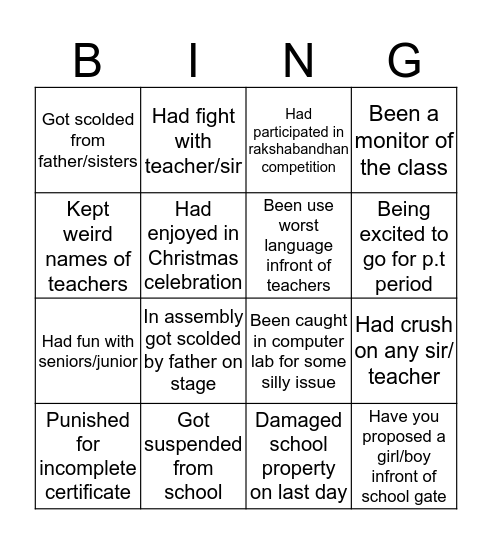 C.E.M.S Bingo Card