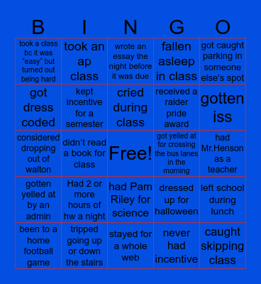 WALTON BINGO Card