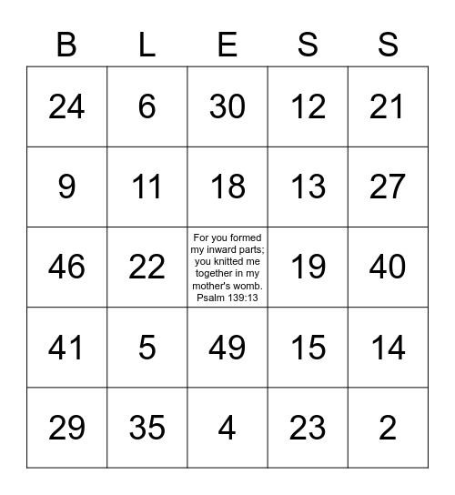 May Blessings Abound Bingo Card