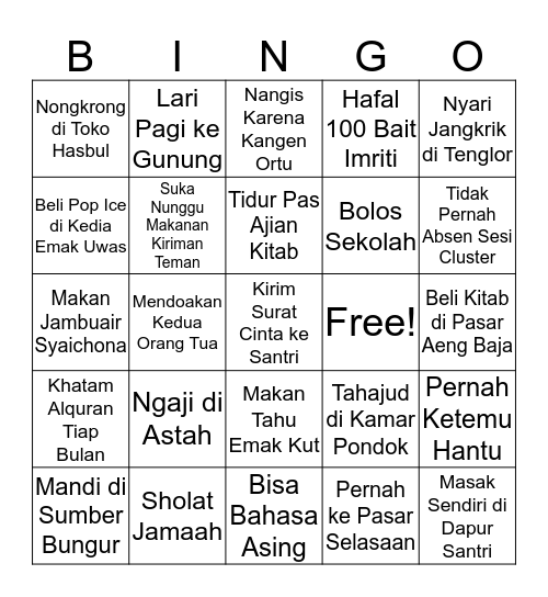 PMH Mambaul Hikmah Sera Barat Bingo Card