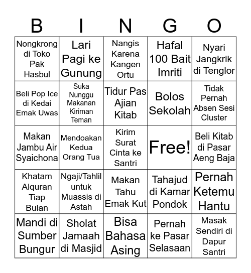 PMH Mambaul Hikmah Sera Barat Bingo Card