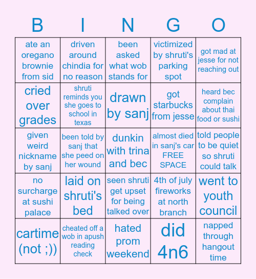 WOB BINGO Card