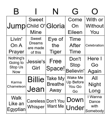 80s Bingo Card