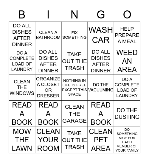 WEEKLY STAY AT HOME BINGO Card