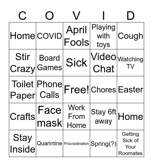 COVID-19 Bingo! Bingo Card