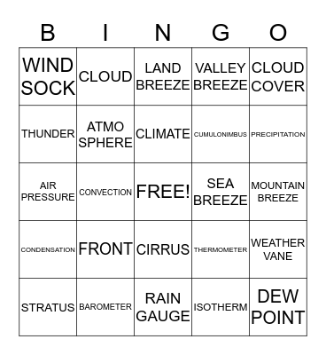 SCIENCE WORDS Bingo Card