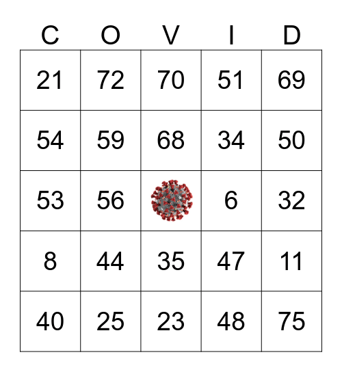 Shelter in Place Bingo Card