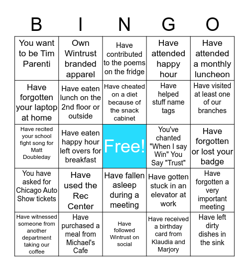 Wintrust Marketing Bingo Card