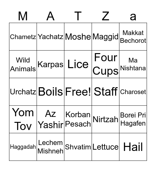 Pesach Bingo Card