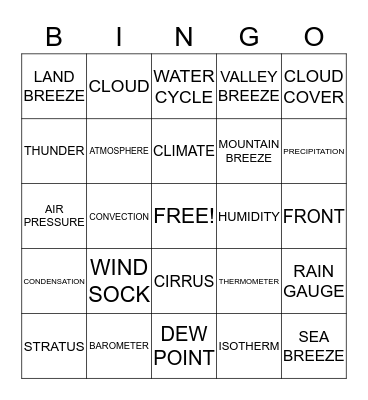 SCIENCE WORDS Bingo Card