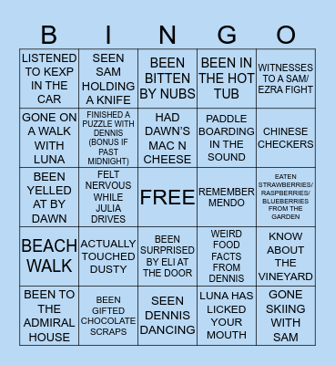 MACRAY FAMILY Bingo Card