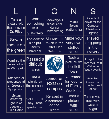 UAFS Bingo! Bingo Card