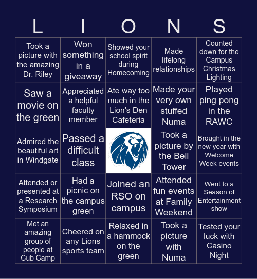 UAFS Bingo! Bingo Card