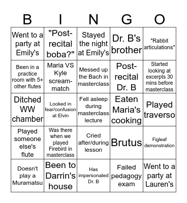 BCCM Flute studio bingo Card