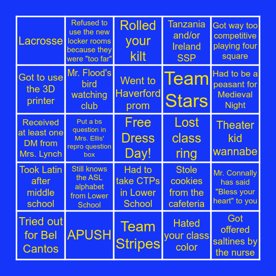 Agnes Irwin Bingo Card