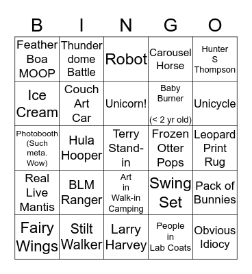 Playa Selfie Bingo Card