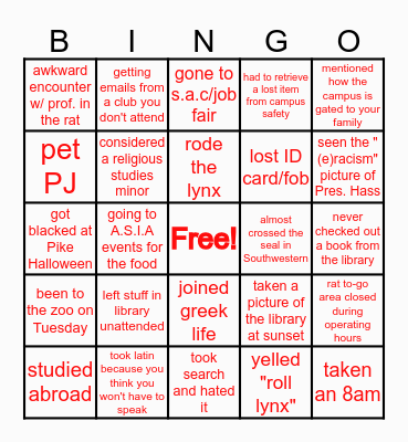 Rhodes Bingo Card