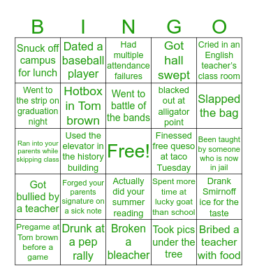 Lincoln high school Bingo Card