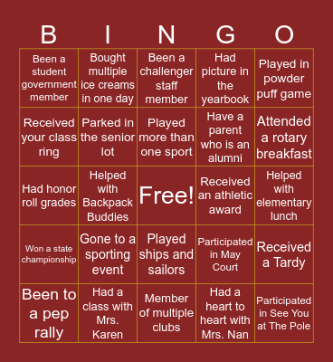 Dorchester Academy Bingo Card