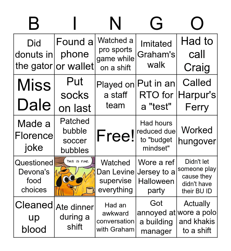 IM Supervisor Bingo Card