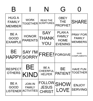 MARRIAGE AND FAMILY BINGO Card
