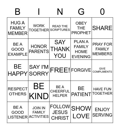 MARRIAGE AND FAMILY BINGO Card