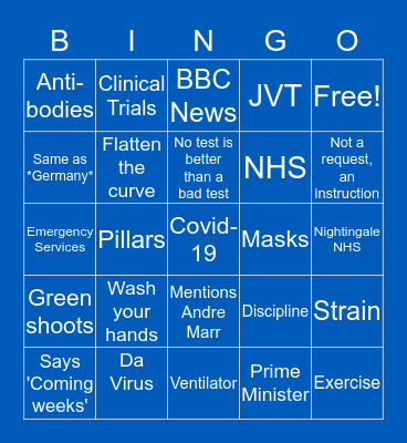 COVID-19 Bingo Card