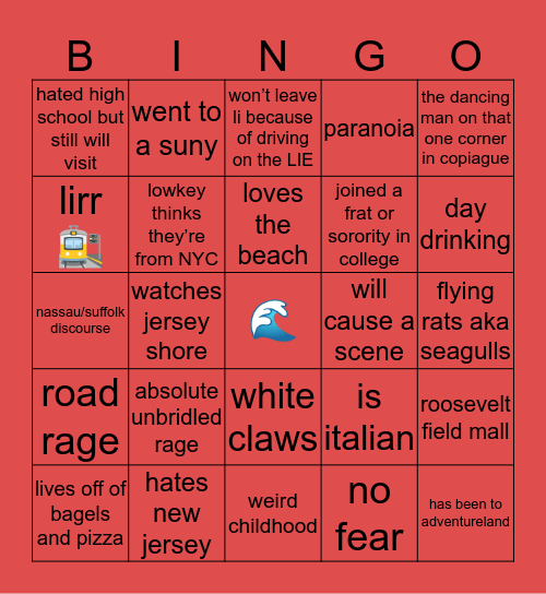 Long Island 🤪 Bingo Card