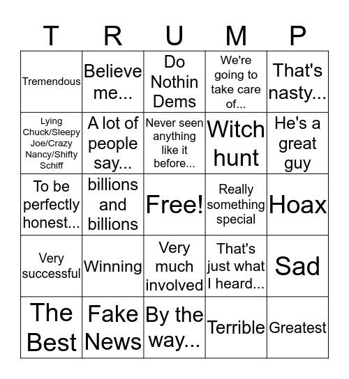 Trump Bingo Card