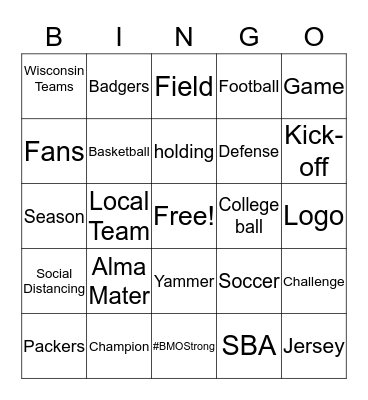 Sports Bingo Card
