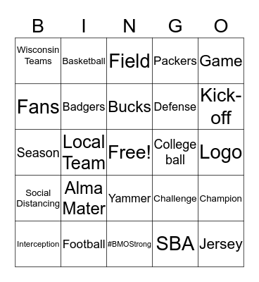 Sports Bingo Card