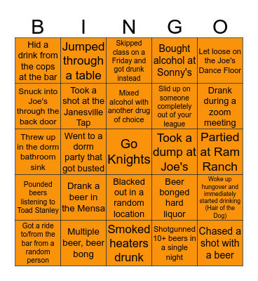 Wartburg Party Bingo Card