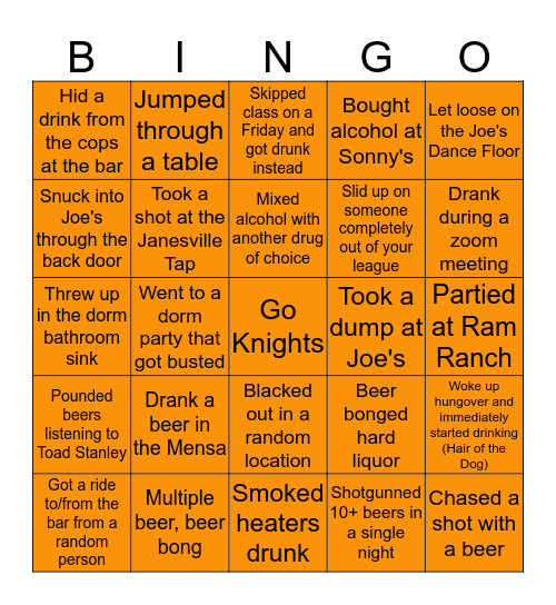 Wartburg Party Bingo Card