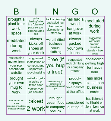 Crunchy Professional Bingo Card