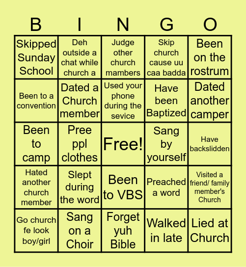 Bingo (Church Edition) Bingo Card