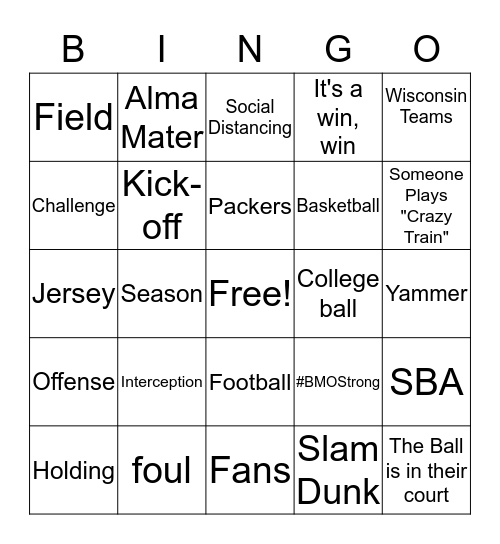 Sports Bingo Card