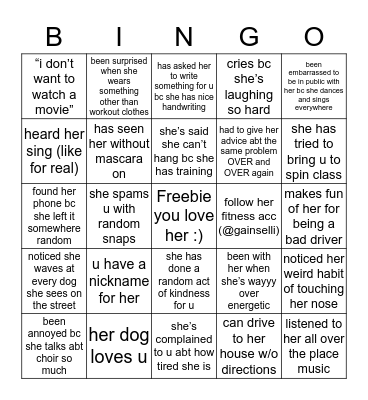 do u rlly hang out with marley Bingo Card