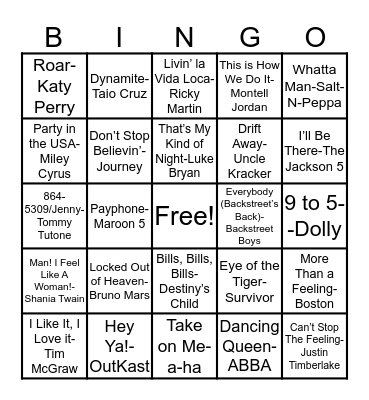 Music Bingo! Bingo Card